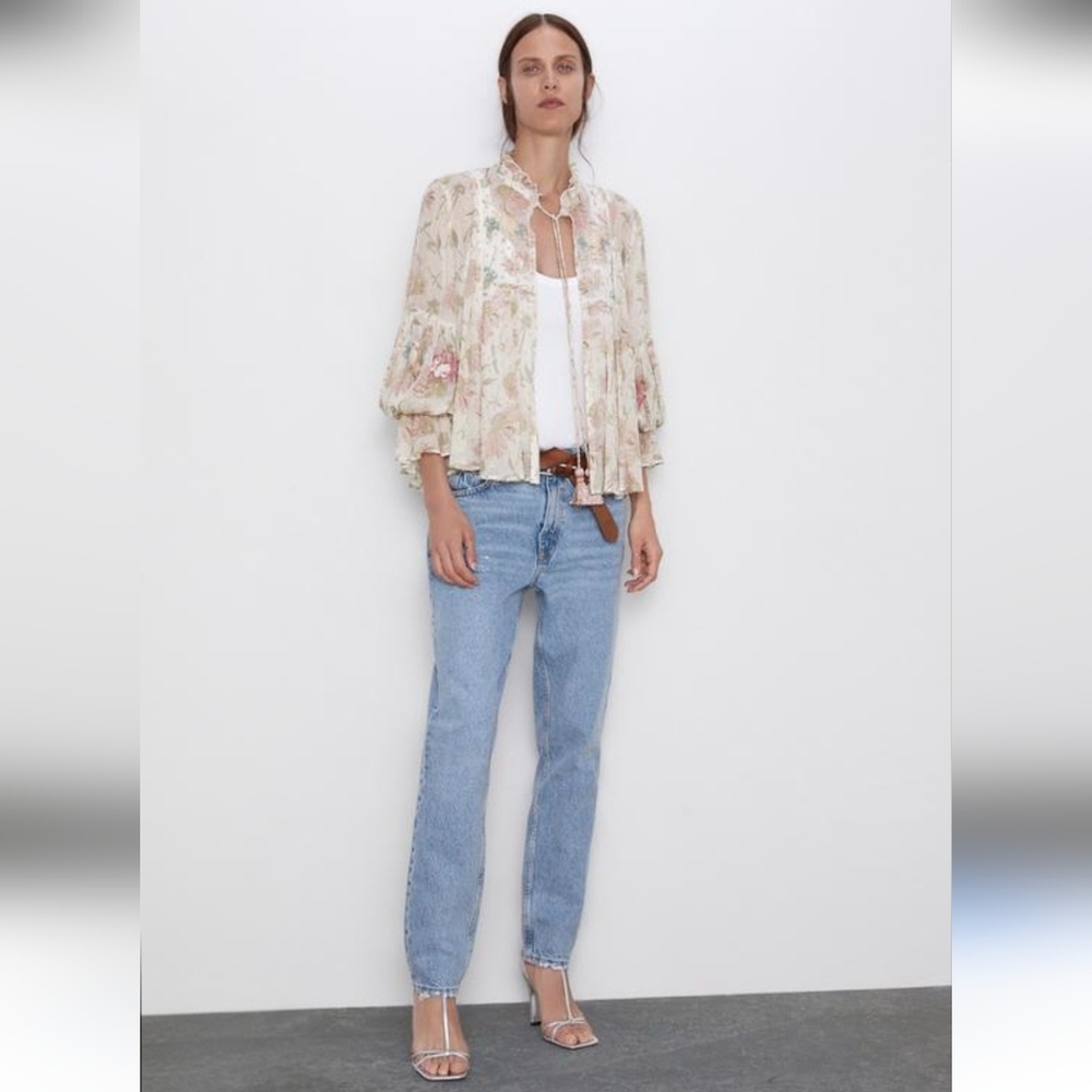 Zara Floral Cream Blouse